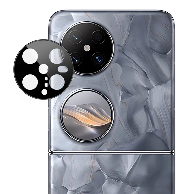 IMAK Pour Huawei Pocket 2 Protecteur de Lentille de Caméra en Verre Trempé avec Cadre Auto-Positionnable (Version Noir)