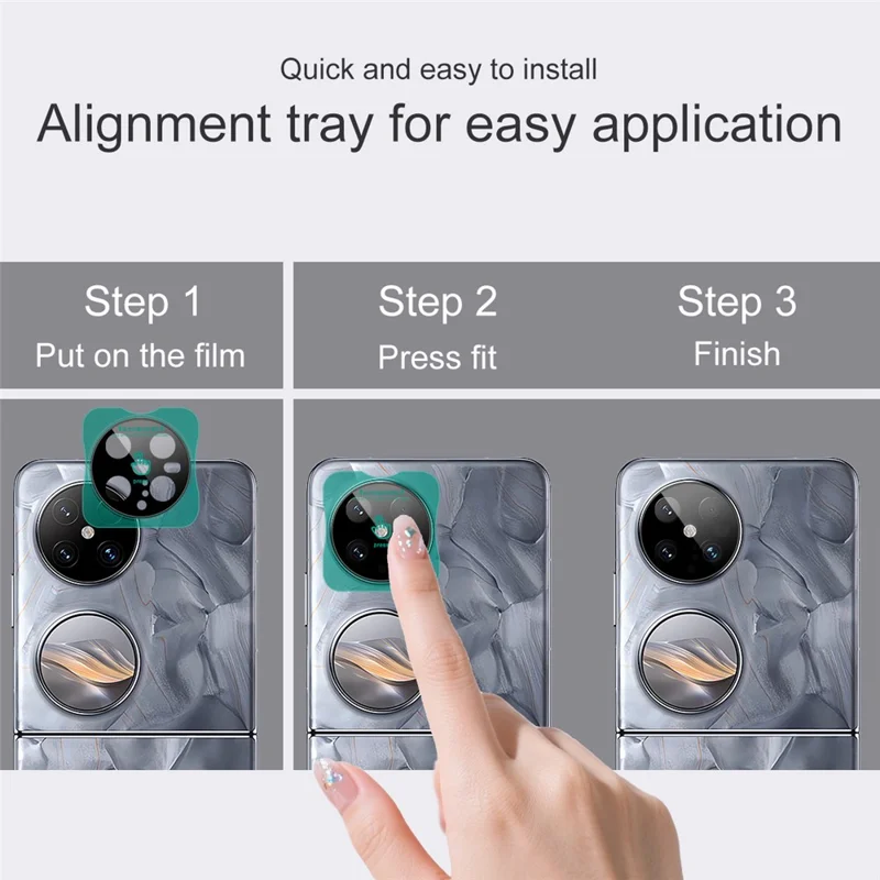 IMAK Pour Huawei Pocket 2 Protecteur de Lentille de Caméra en Verre Trempé avec Cadre Auto-Positionnable (Version Noir)