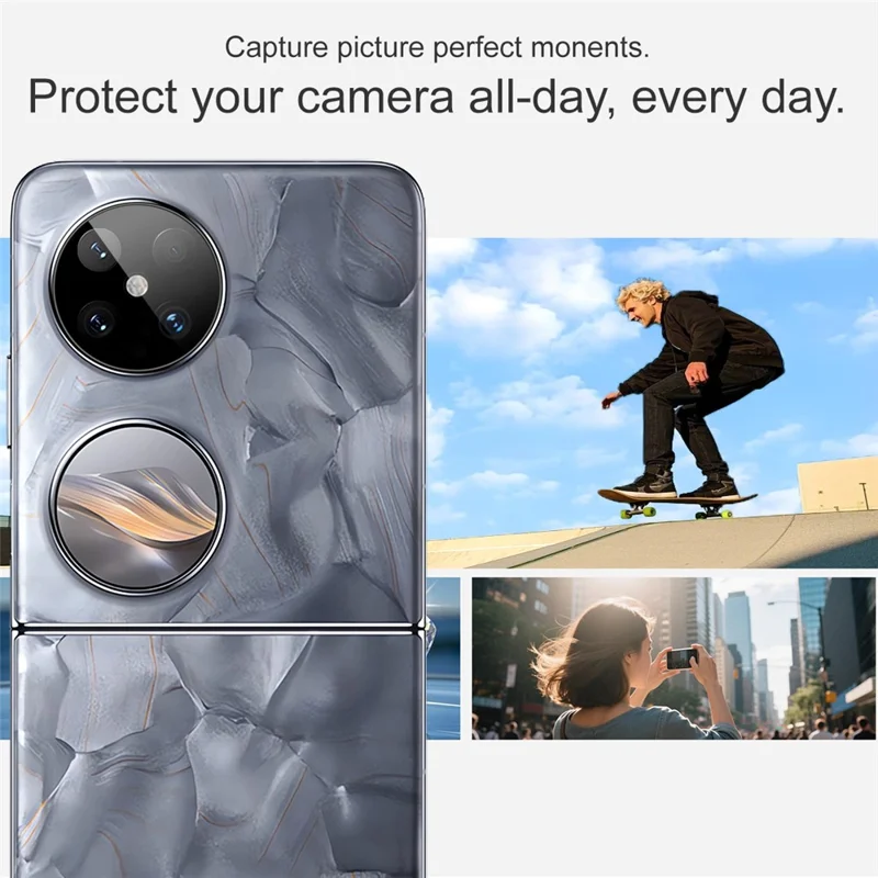 IMAK Pour Huawei Pocket 2 Protecteur de Lentille de Caméra en Verre Trempé avec Cadre Auto-Positionnable (Version Noir)