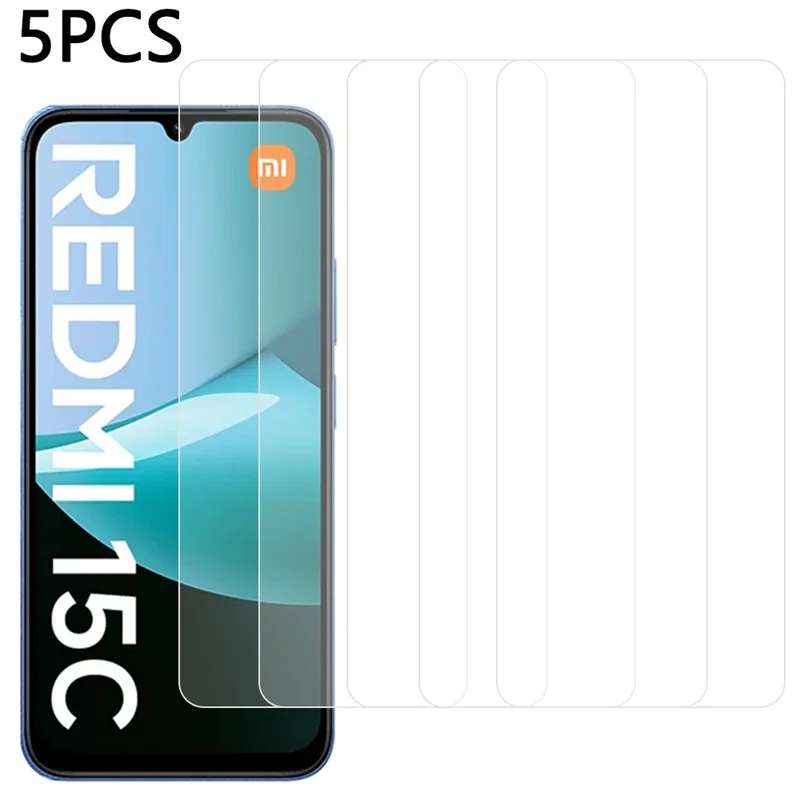 5x Für Xiaomi Redmi 15C 4G (EU) (173mm) / 5G (EU) (173mm) Displayschutzfolie 0,3mm 2,5D Gehärtetes Glas Klare Schutzfolie