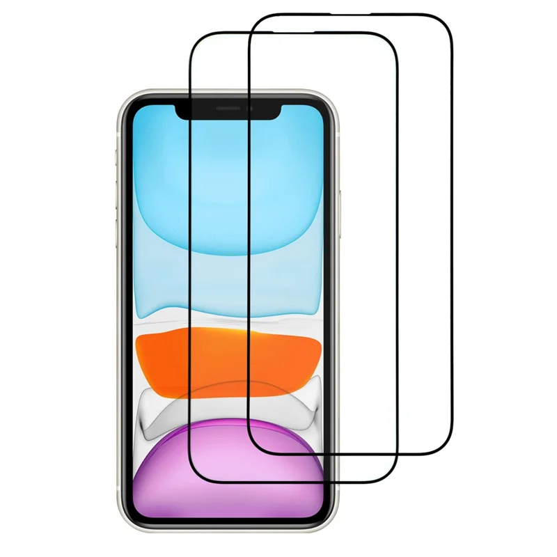 ITIETIE For iPhone 11 2PCS Tempered Glass 2.5mm High Aluminum Screen Protector Silk Printing Film