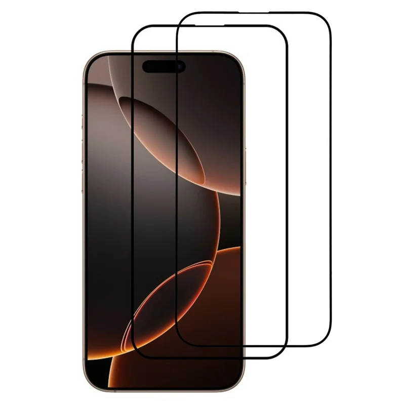 ITIETIE Per iPhone 16 Pro Max 2PCS Vetro Temperato 2,5mm Protezione Schermo in Alluminio Alta Pellicola di Stampa Serigrafica