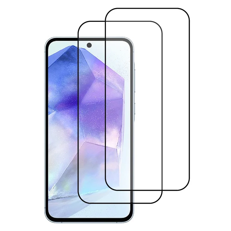 ITIETIE Per Samsung Galaxy A55 5G 2PZ Vetro Temperato 2,5mm Alta Protezione Schermo in Alluminio con Pellicola Stampata a Seta