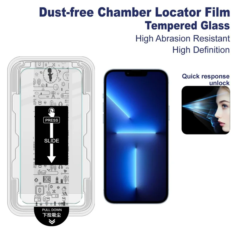 IMAK H Series For iPhone 13 Pro Tempered Glass Screen Protector Easy Installation Film with Auto Dust-Remove Tool Kit