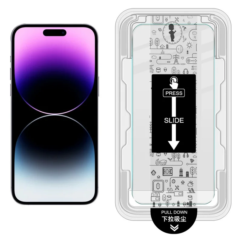 IMAK H Series For iPhone 14 Pro Max Tempered Glass Screen Protector Easy Installation Film with Auto Dust-Remove Tool Kit