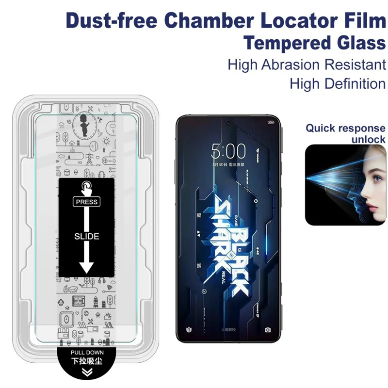 IMAK H Series For Xiaomi Black Shark 5 Pro / 5 Tempered Glass Screen Protector Easy Installation Film with Auto Dust-Remove Tool Kit