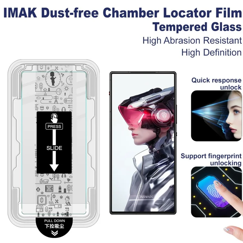 IMAK H Series For ZTE nubia RedMagic 10 Air 5G Tempered Glass Screen Protector Dust-free Installation Film (Fingerprint Unlock)