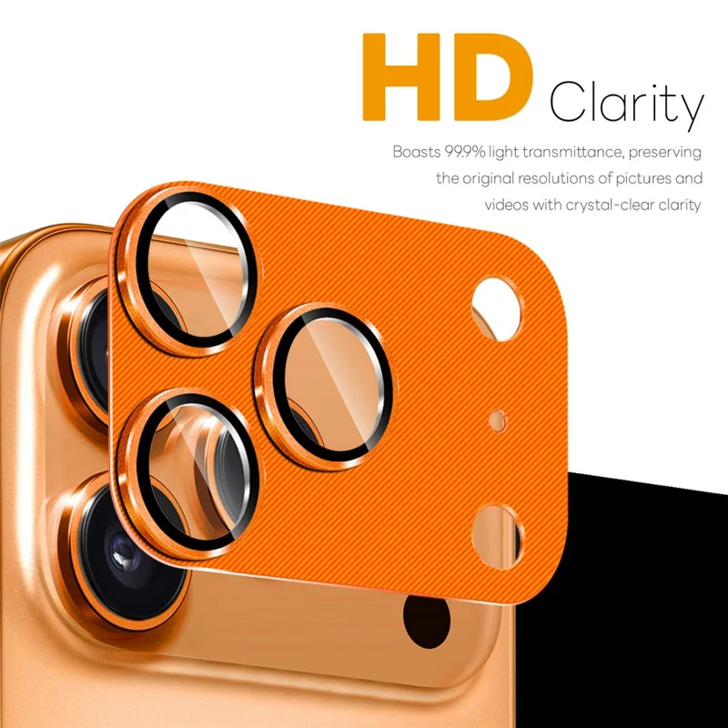 NORTHJO For iPhone 17 Pro Max Camera Lens Protector CD Veins Integrated Metal Tempered Glass Lens Film - Orange