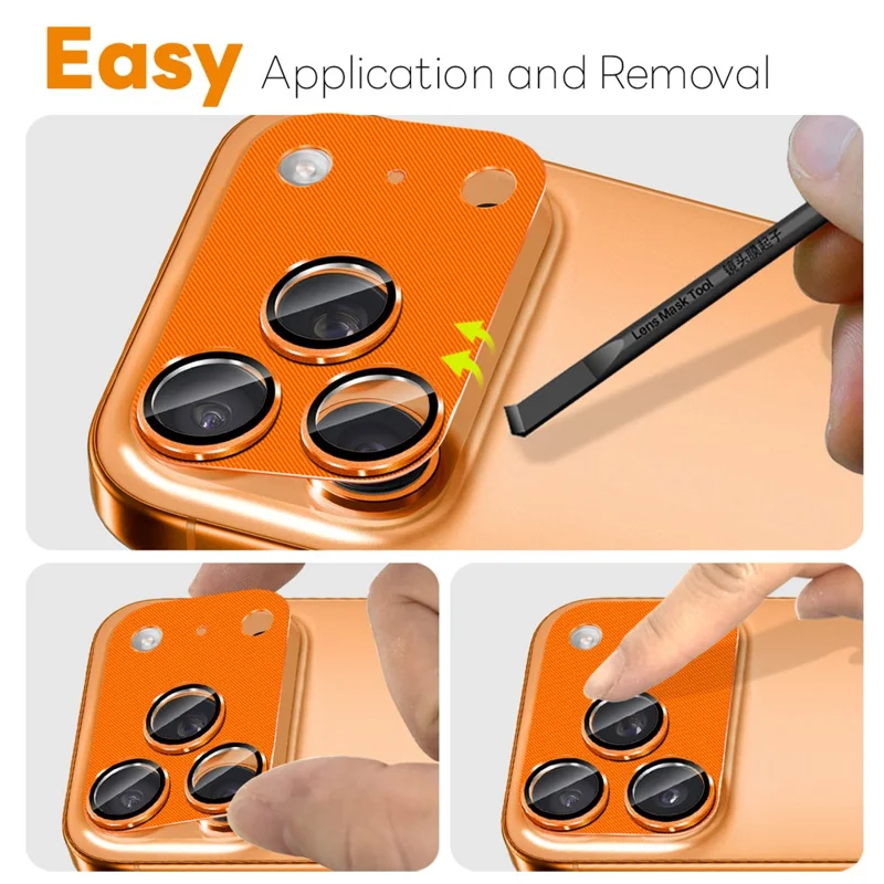 NORTHJO For iPhone 17 Pro Max Camera Lens Protector CD Veins Integrated Metal Tempered Glass Lens Film - Orange