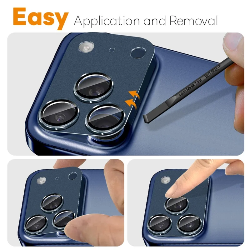 NORTHJO For iPhone 17 Pro Camera Lens Protector Matte Integrated Metal Tempered Glass Lens Film - Blue