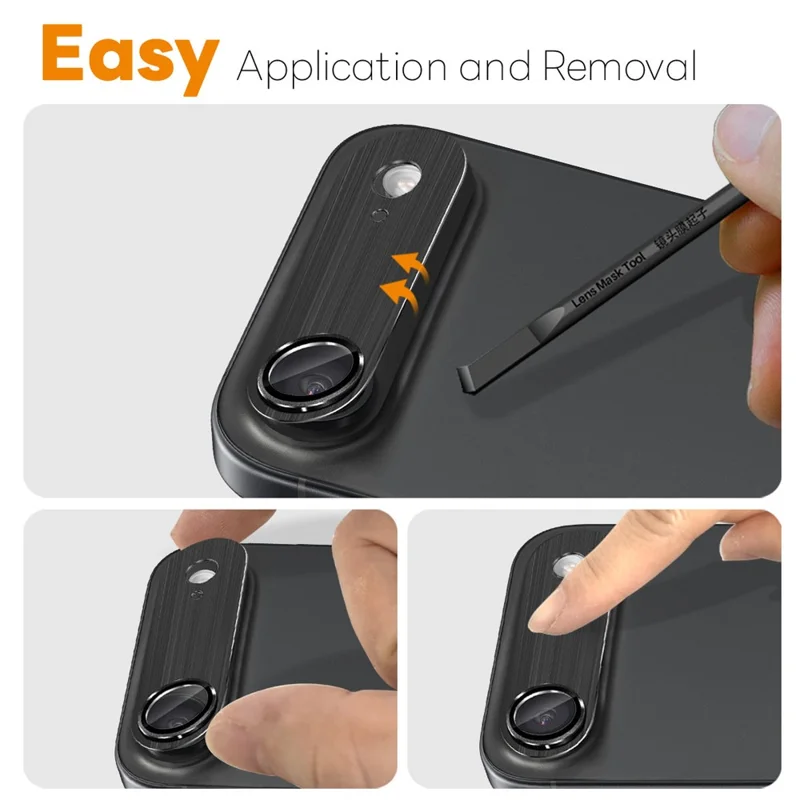 NORTHJO For iPhone 17 Air Camera Lens Protector Brushed Integrated Metal Tempered Glass Lens Film - Black