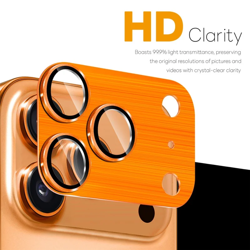 NORTHJO For iPhone 17 Pro Max Camera Lens Protector Brushed Integrated Metal Tempered Glass Lens Film - Orange