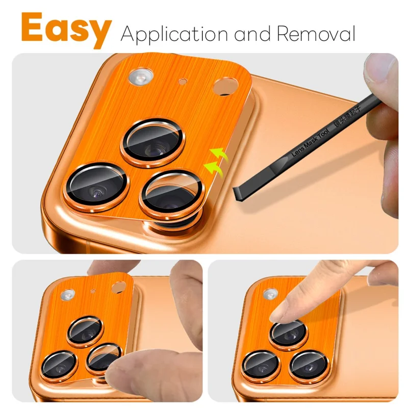 NORTHJO For iPhone 17 Pro Max Camera Lens Protector Brushed Integrated Metal Tempered Glass Lens Film - Orange