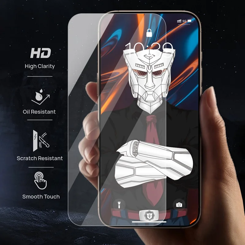 URR For iPhone 15 Pro Max Screen Protector No Black Edge Clear 0.25 Arc 9H Tempered Glass Film