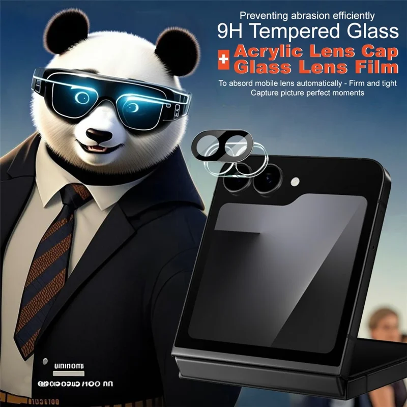IMAK For Samsung Galaxy Z Flip7 FE 5G Tempered Glass Lens Film + Acrylic Cap (Black Version)