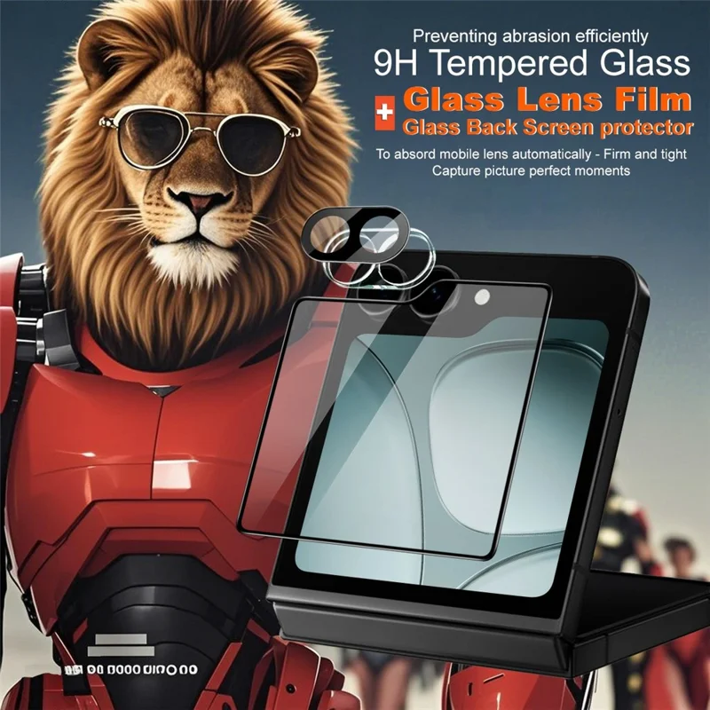 IMAK para Samsung Galaxy Z Flip7 FE 5G Cristal Templado Protector de Lente de Cámara + Protector de Pantalla Trasera (Versión Negra)