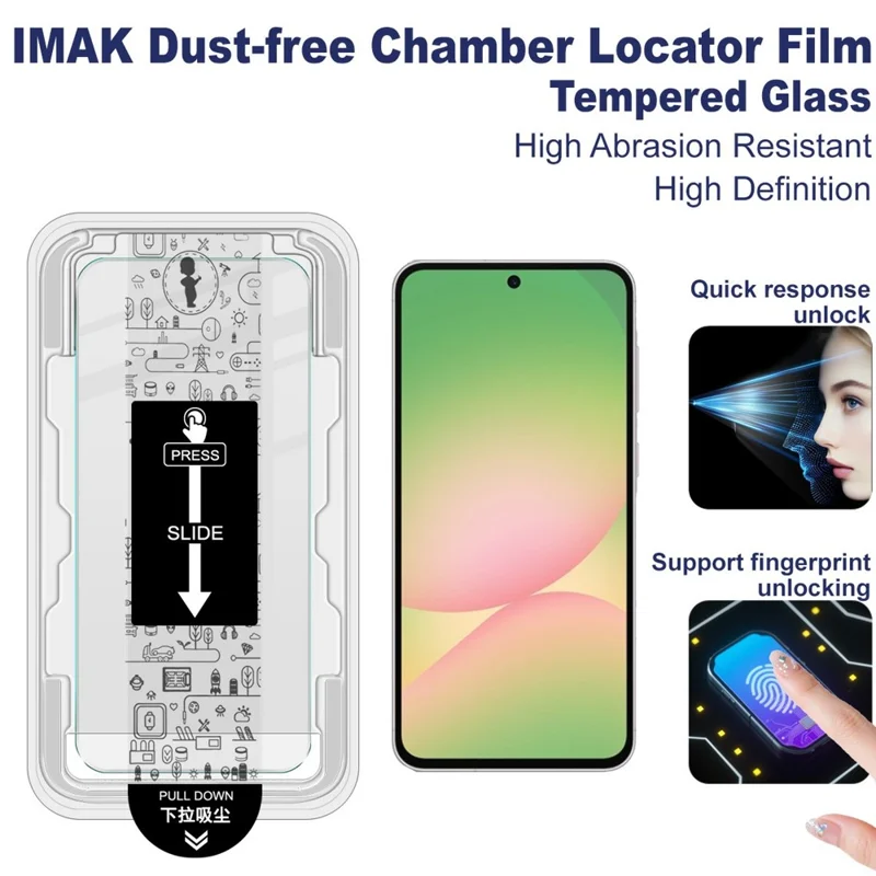 IMAK H Series For Samsung Galaxy A54 5G Tempered Glass Screen Protector Easy Installation Film with Auto Dust-Remove Tool Kit (Fingerprint Unlock)