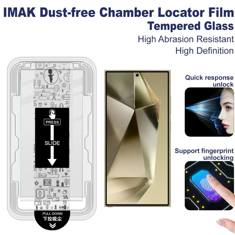 IMAK H Series For Samsung Galaxy S24 Ultra Tempered Glass Screen Protector Dust-free Installation Film (Fingerprint Unlock)