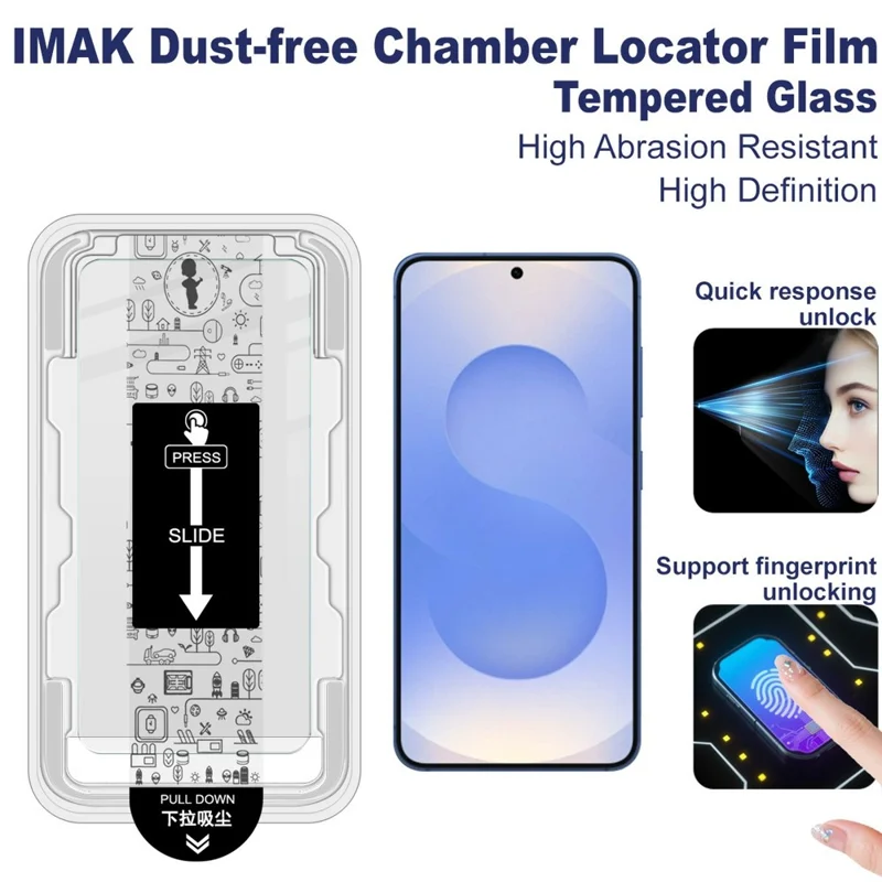 IMAK H Series Для Samsung Galaxy S25 Закаленное стекло Защита экрана Пленка для пыле-свободной установки (Разблокировка отпечатка пальца)