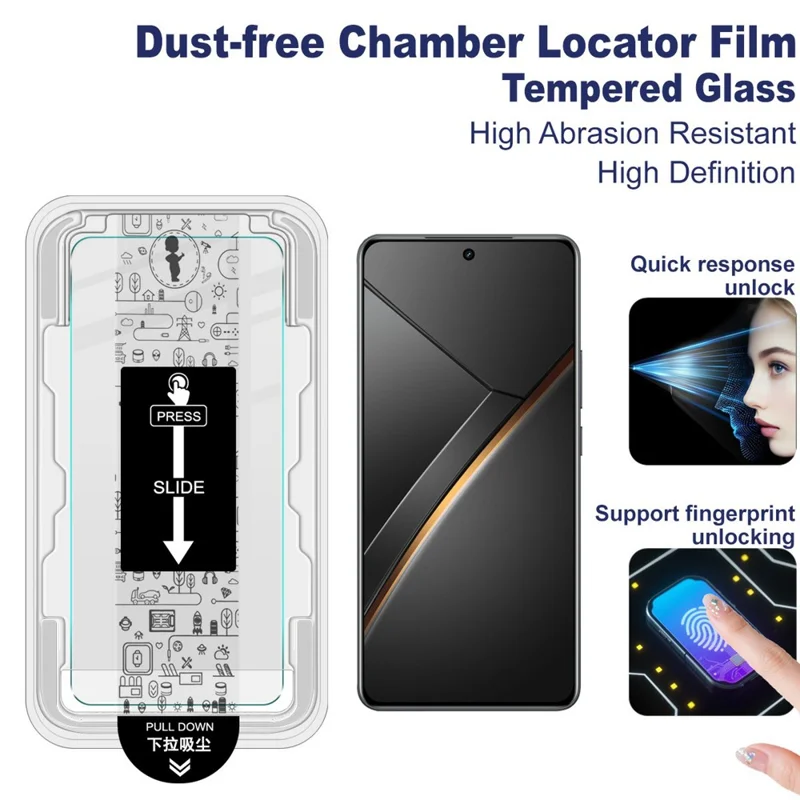 IMAK H Series For Realme Neo7 5G Tempered Glass Screen Protector Easy Installation Film with Auto Dust-Remove Tool Kit (Fingerprint Unlock)