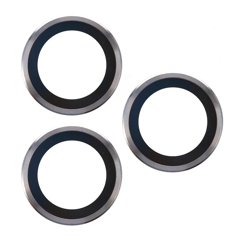 For iPhone 17 Pro Max  /  17 Pro Camera Lens Protector Metal Ring Tempered Glass Film - Silver