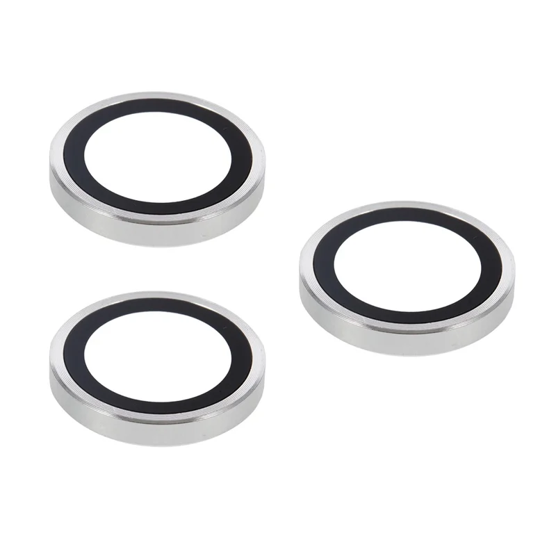 For iPhone 17 Pro Max  /  17 Pro Camera Lens Protector Metal Ring Tempered Glass Film - Silver