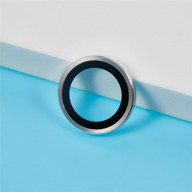 For iPhone 17 Pro Max  /  17 Pro Camera Lens Protector Metal Ring Tempered Glass Film - Silver