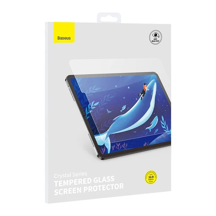 Baseus Para Ipad Pro 12,9 Polegadas (2018) /(2020) /(2021) 0,3mm Ultra HD Protetor de Tela High Aluminum-silicon Crystal Temperado Anti-blue-ray Guard
