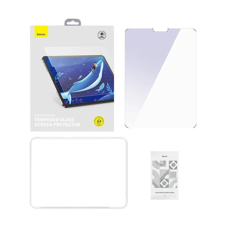 Baseus Para Ipad Pro 12,9 Polegadas (2018) /(2020) /(2021) 0,3mm Ultra HD Protetor de Tela High Aluminum-silicon Crystal Temperado Anti-blue-ray Guard