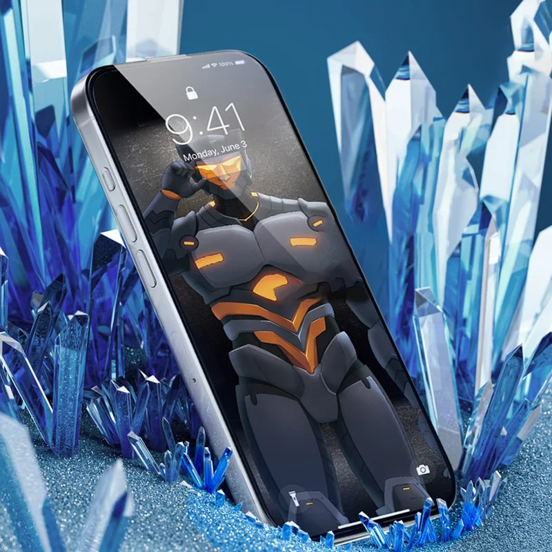 Protector de pantalla URR para iPhone 17 Pro Seda Impresión Vidrio templado Película transparente Admite Face ID