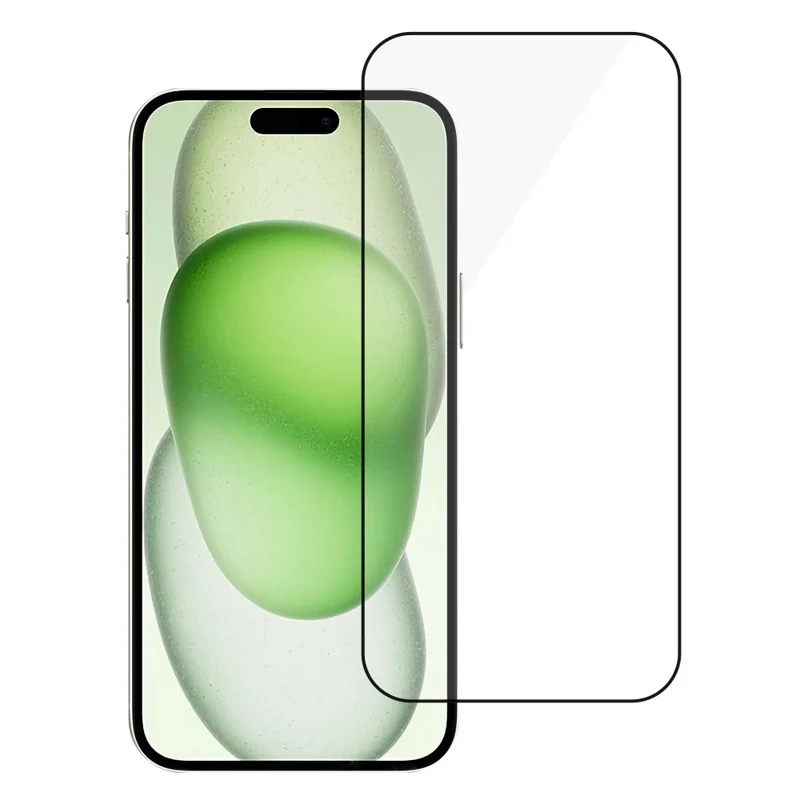 URR For iPhone 16 Plus / 15 Plus Screen Protector Silk Printing Tempered Glass Clear Film Support Face ID