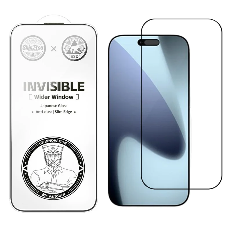 URR For iPhone 17 Pro Max HD Screen Protector Invisible Shield Ultra Slim Black Edge 9H Tempered Glass Film