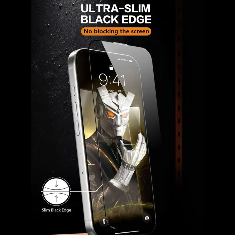 URR For iPhone 17 Pro Max HD Screen Protector Invisible Shield Ultra Slim Black Edge 9H Tempered Glass Film