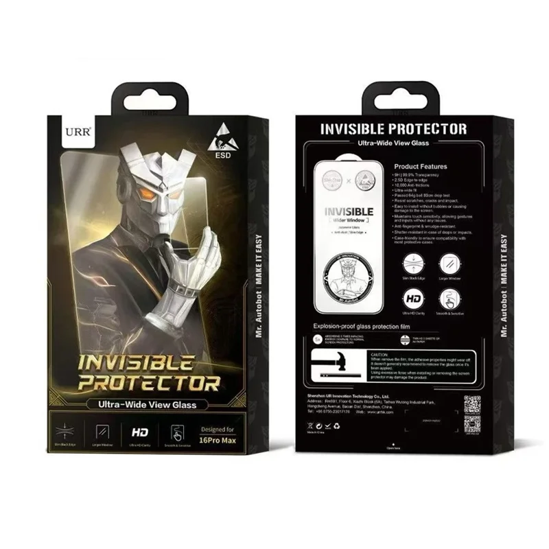 URR For iPhone 17 Pro Max HD Screen Protector Invisible Shield Ultra Slim Black Edge 9H Tempered Glass Film