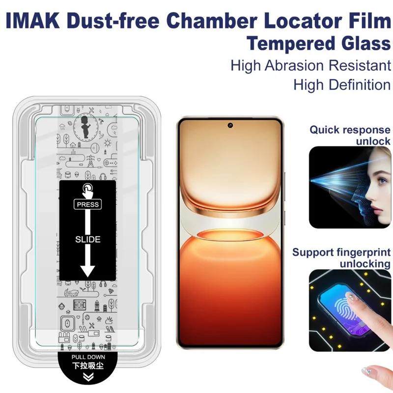 IMAK H Series Tempered Glass Screen Protector for vivo iQOO Z10 Turbo 5G / Z10 Turbo Pro 5G / Y300 GT 5G Easy Installation Film with Auto Dust-Remove Tool Kit (Fingerprint Unlock)