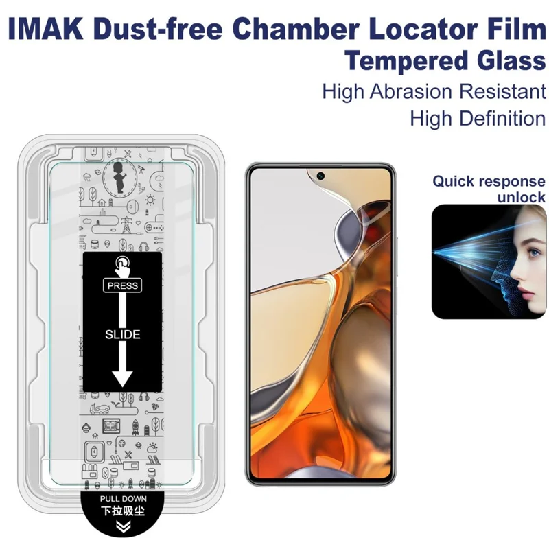 IMAK H Series Tempered Glass Screen Protector for Xiaomi 11i 5G / 11T 5G / 11T Pro 5G Easy Installation Film with Auto Dust-Remove Tool Kit (Fingerprint Unlock)