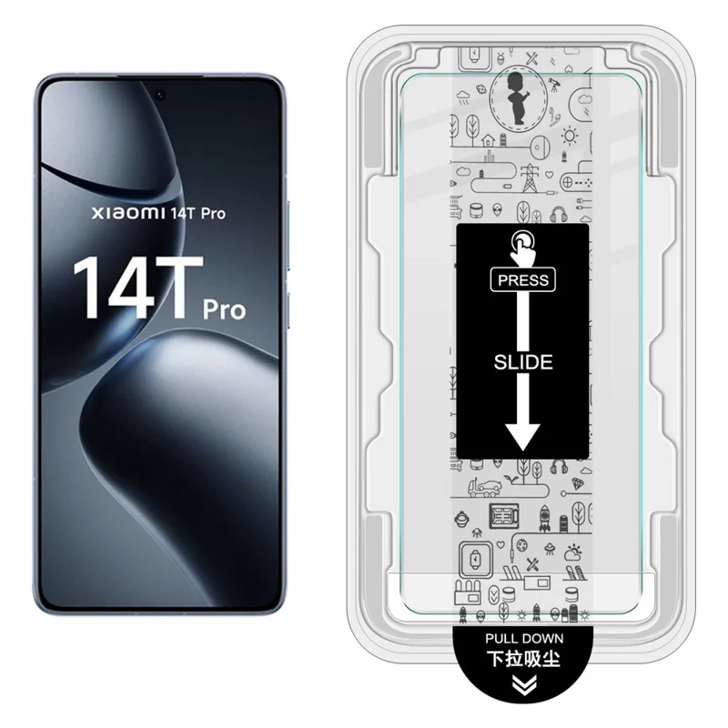 IMAK H Series Para Xiaomi 14T Pro Protetor de Tela de Vidro Temperado Filme de Instalação Livre de Poeira (Desbloqueio de Impressão Digital)