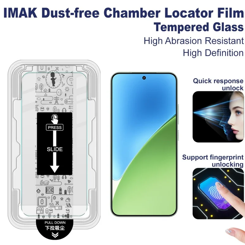 IMAK H Series For Xiaomi 15 / 15 Custom Edition Tempered Glass Screen Protector Easy Installation Film with Auto Dust-Remove Tool Kit (Fingerprint Unlock)