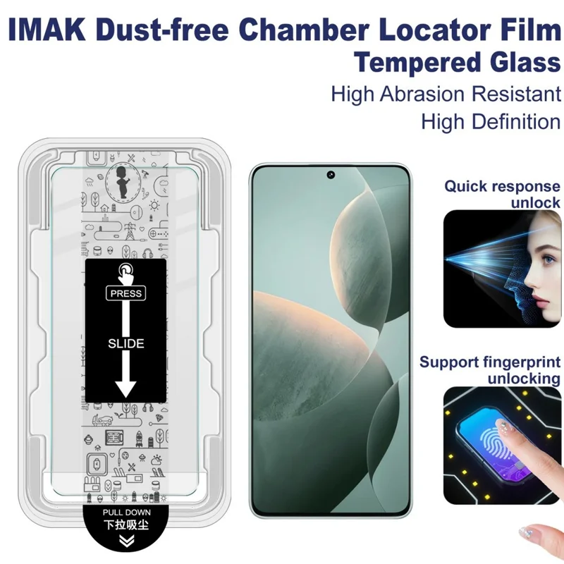 IMAK H Series Per Xiaomi Poco X6 Pro 5G / Redmi K70E 5G Pellicola Protettiva Schermo in Vetro Temperato Installazione Senza Polvere (Sblocco Impronta Digitale)