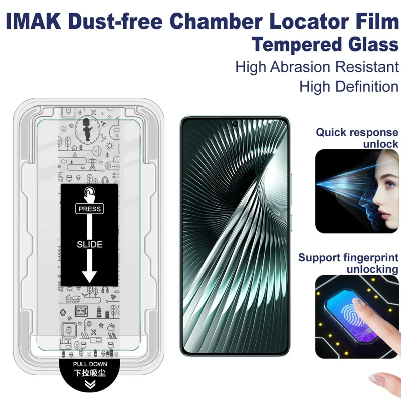 IMAK H Series For Xiaomi Poco F6 5G / Redmi Turbo 3 5G Tempered Glass Screen Protector Dust-free Installation Film (Fingerprint Unlock)