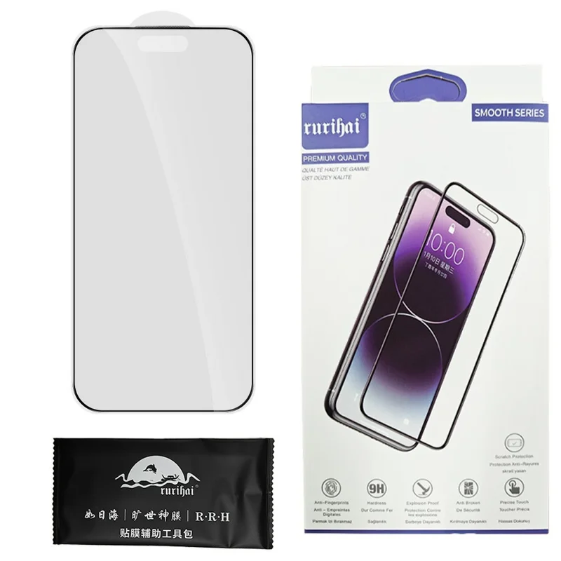RURIHAI For iPhone 17 Full Screen Protector Matte Anti-Glare High Aluminium-silicon Glass Film