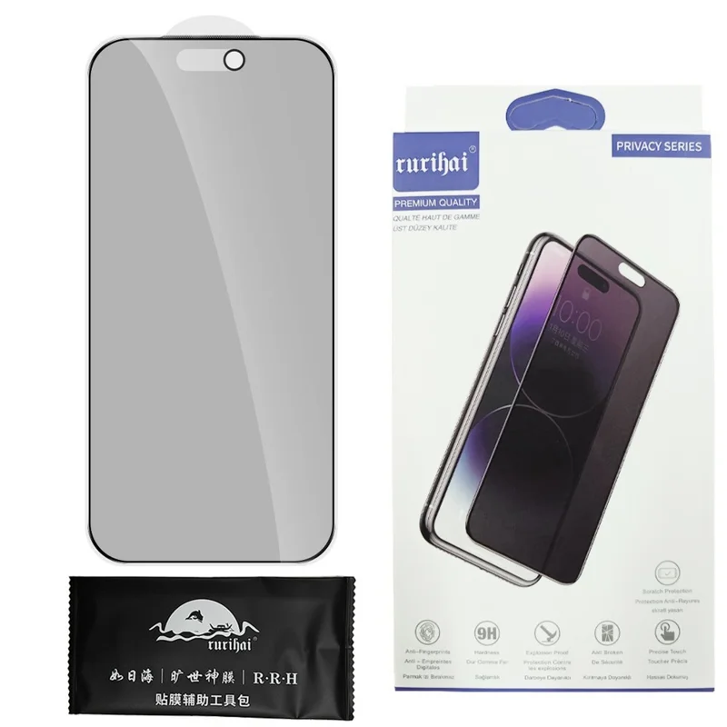 Protetor de Tela RURIHAI para iPhone 17 Pro, Película de Vidro Anti-Espião de Privacidade, Fosco Antirreflexo, Alto Vidro de Alumínio-Silício