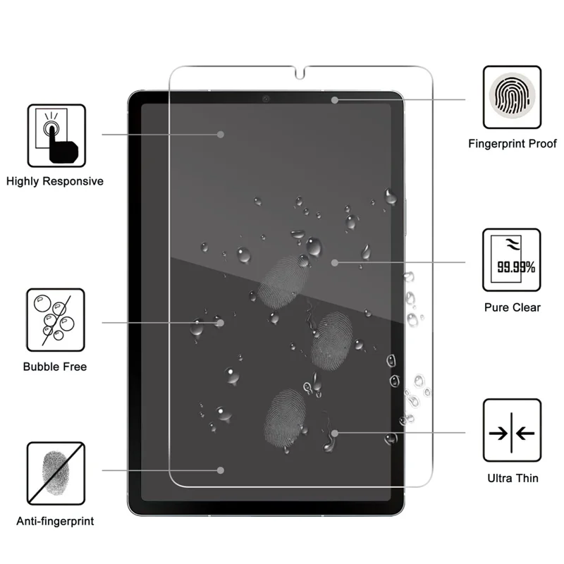 For Samsung Galaxy Tab A11 / A9 Screen Protector Anti-Shatter Arc Edge Tempered Glass Film