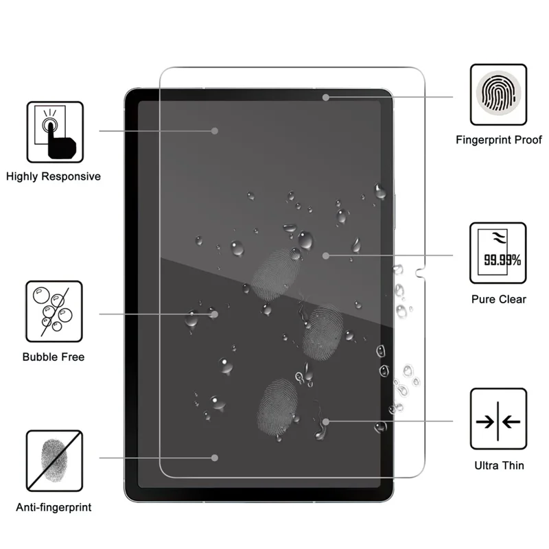For Samsung Galaxy Tab S10 FE+ Screen Protector Anti-Shatter Arc Edge Tempered Glass Film