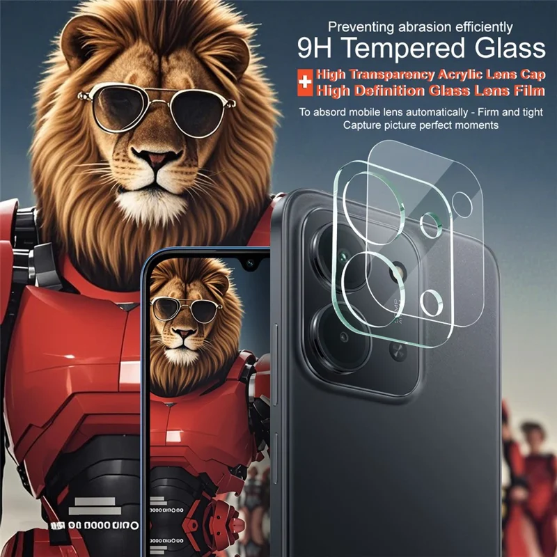 IMAK لجهاز Xiaomi Redmi 15C 4G (عالمي) (171 مم) واقي عدسة كاميرا من الزجاج المقوى + غطاء عدسة من الأكريليك