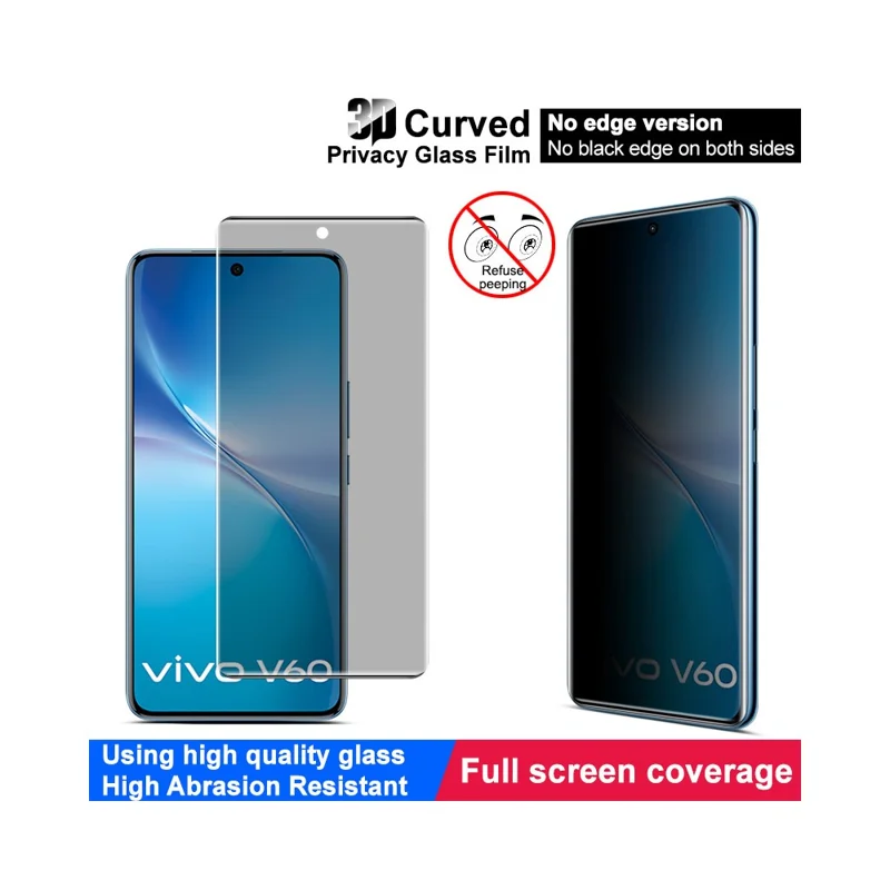 IMAK Für vivo V60 5G Anti-Spion Gehärtetes Glas Bildschirmschutz (Keine Kantenvariante)