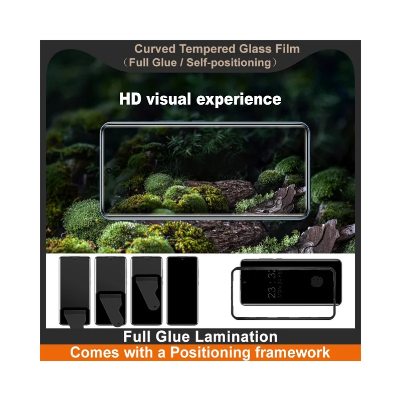 IMAK Für vivo V60 5G Bildschirmschutz 3D Gekrümmtes Gehärtetes Glasfilm mit Positionierungsrahmen (Fingerabdruckentsperre)
