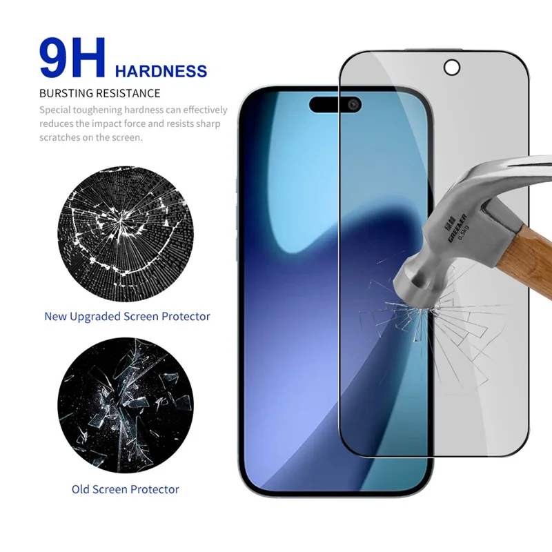 RURIHAI For iPhone 17 Pro Privacy Tempered Glass Screen Protector Anti-Spy High Aluminium-Silicon Glass Film