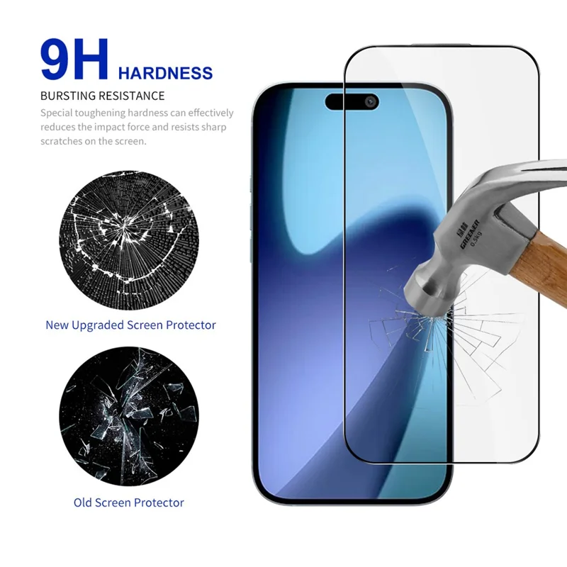 RURIHAI For iPhone 17 Pro Max Screen Protector HD Clear High Aluminium-Silicon Glass Film with Alignment Tool