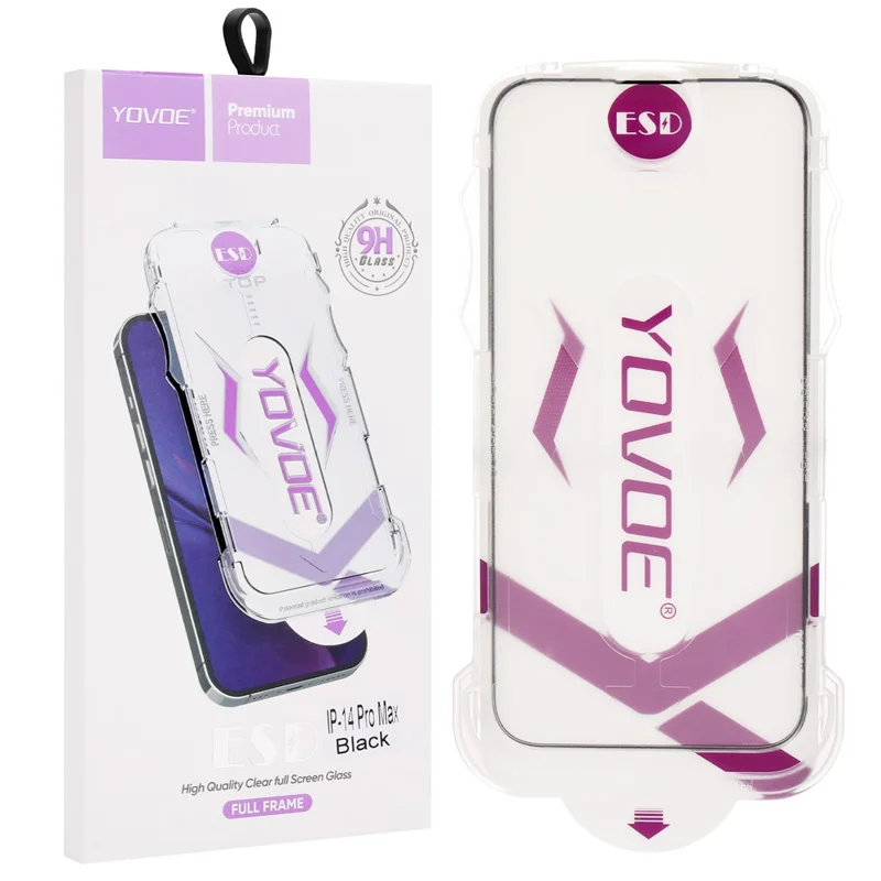 YOVOE voor iPhone 16 Plus Screen Protector Silk Printing HD Gehard Glas Film met Installatiegereedschap